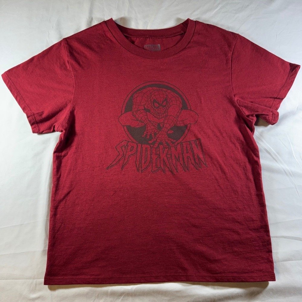 Marvel Spider-Man Kids Shirt Red Graphic Tee Short Sleeve Cotton S 8 Boys